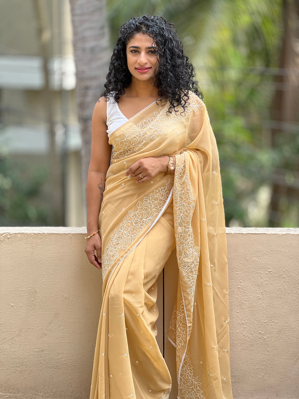 Georgette Point Embroidery Design Saree | RP253