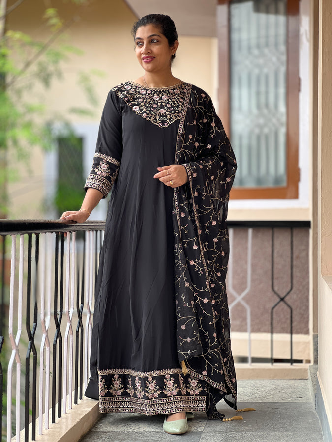 Budget friendly georgette stitched Anarkali Kurta set|NI501