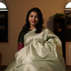 Powder Green Kanchipuram Saree | CV187