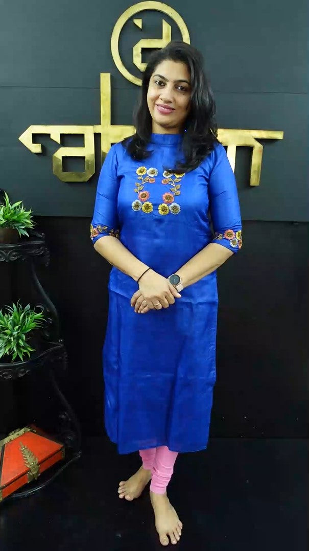 Embroidered Tussar Kurta Material | DN119