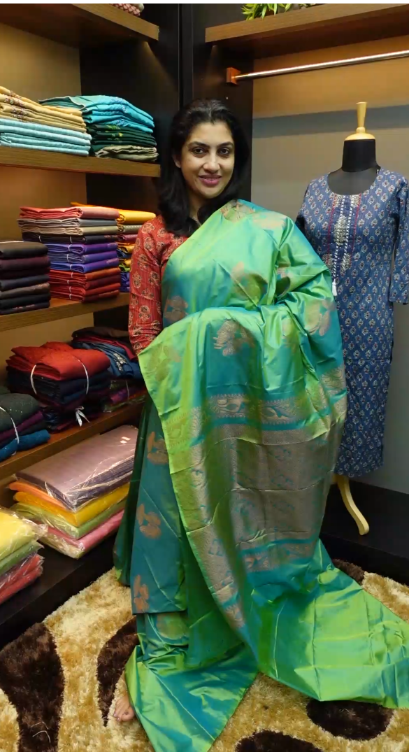 Kanchipuram Finished Borderless Semi Silk Saree | Ready- to-wear | KRK