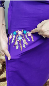 Dark bluish-purple colour designer cotton silk kurtha material | UNSTITCHED | DN229
