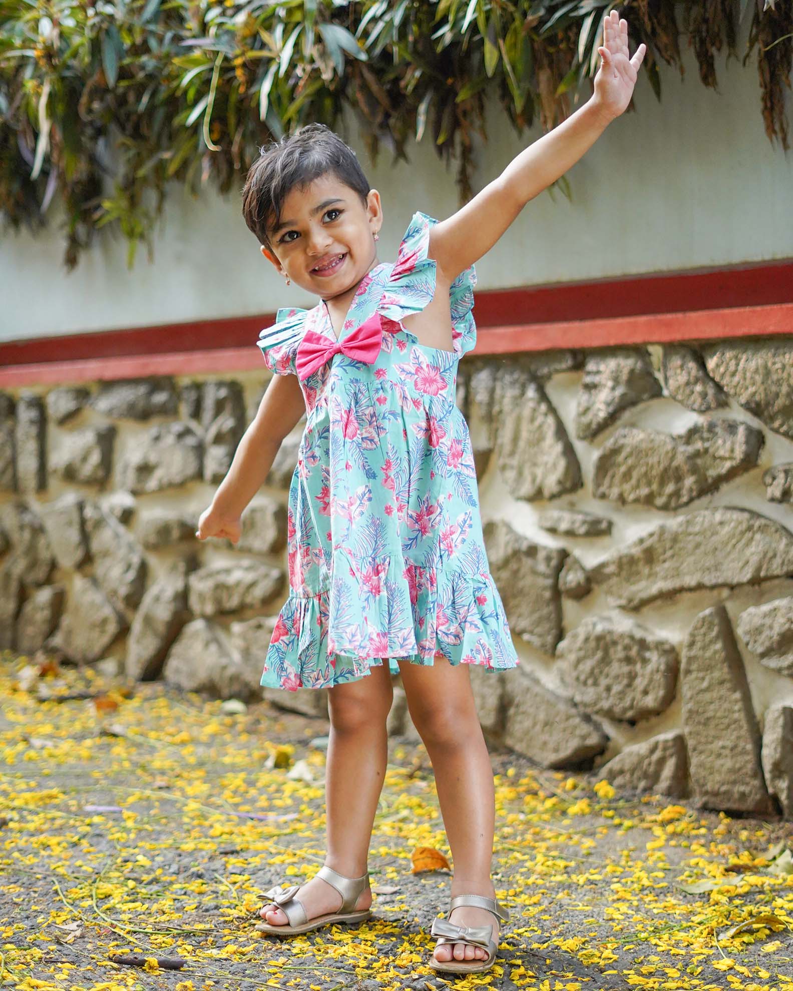 Screen Printed Blue cotton Frock | BL113