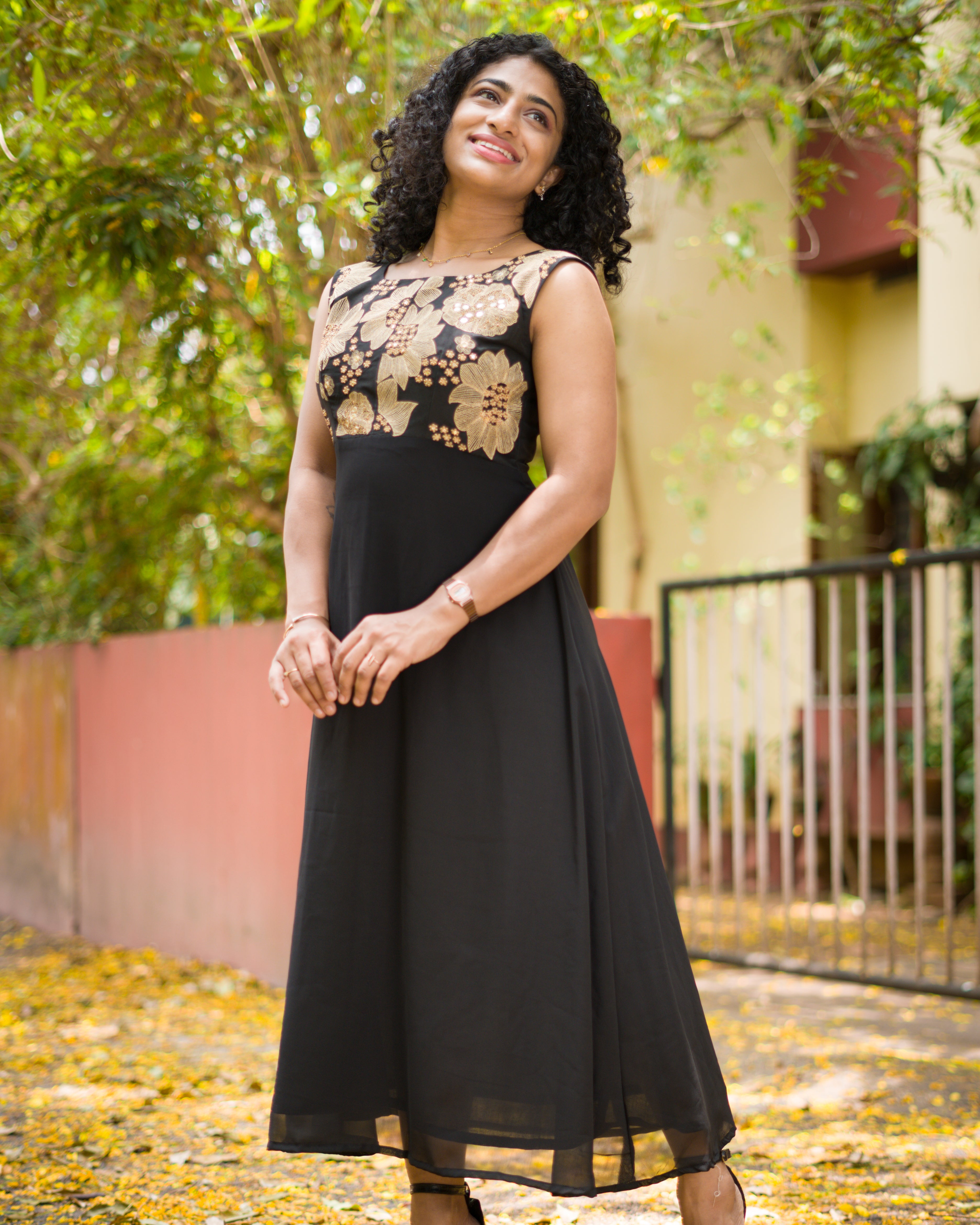Black Georgette Embroidered unstitched  Kurta | GW128