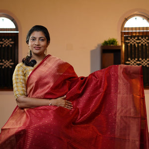 Maroonish Red Colour  Bridal Kanchipuram Saree | OM105