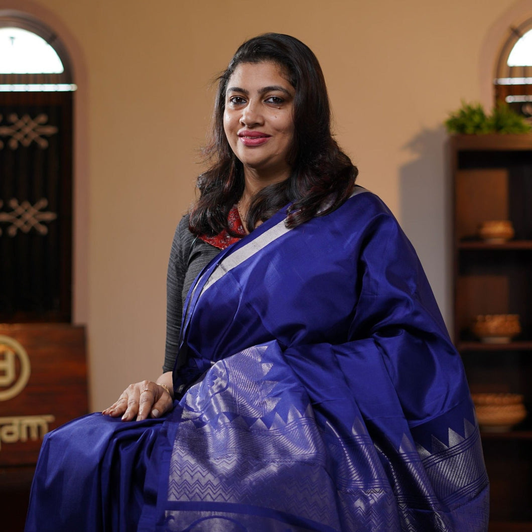Dark Blue Colour Kanchipuram Saree | VP114