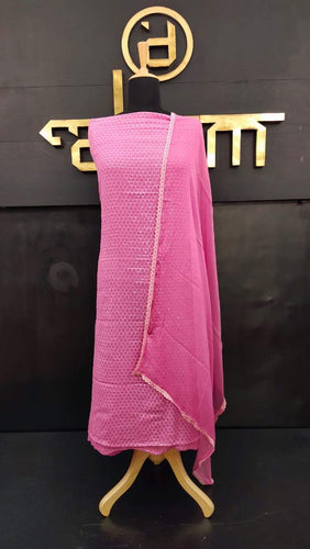 Lilac-pink color embroidered georgette salwar material | MK161 - Aham Designer Boutique