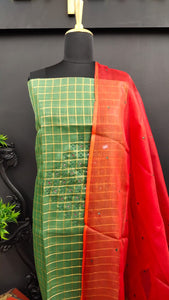 Green and orange color pure organza salwar set | ACT232