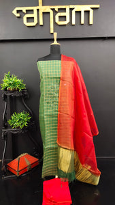Green and orange color pure organza salwar set | ACT232