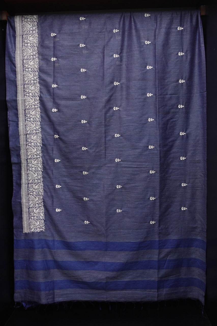 Computerized Embroidered Linen Finish Sarees | MRD261